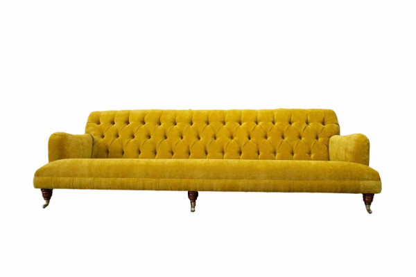 Design Chesterfield Chesterfield Textil Gelb 5 Sitzer Couch Polster Neu