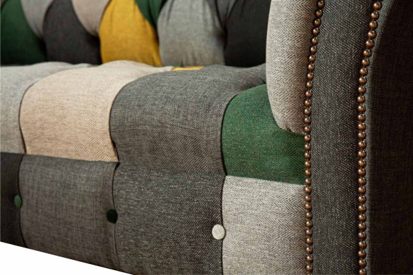 Klassische Design Chesterfield Stoff Sofa 3 Sitzer Sitz Couchen Sofas Polster