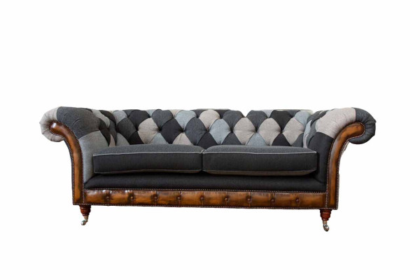Design Polster Sofa 3 Sitzer Couch Luxus Klassische Textil Chesterfield