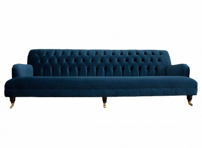 Luxuriöses Designersofa im Chesterfield-Stil mit vier Sitzplätzen in der Farbe Blau