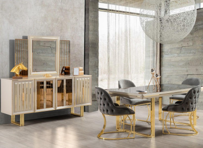 Luxus Essgruppe Essecke Esszimmermöbel Esstisch Stühle Set 9tlg Beige