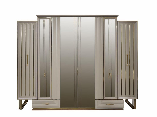 Komplette Schlafzimmermöbel Doppelbett Bett Nachttische Beige 4tlg