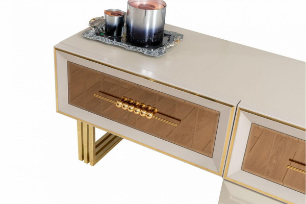 Wohnwand RTV Lowboard Sideboard TV Ständer Wandschrank Beige Moderne