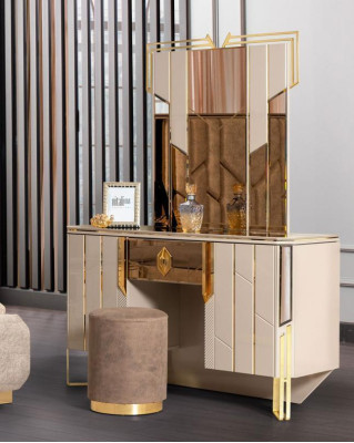 Schminktisch Spiegel Frisiertisch Schminkkonsole Konsolentisch Beige