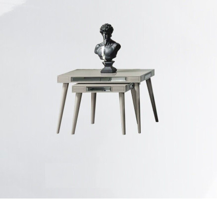 Gruppe Beistelltische 2tlg Kaffeetische Sofatische Silber Wohnzimmer