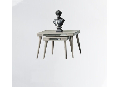 Gruppe Beistelltische 2tlg Kaffeetische Sofatische Silber Wohnzimmer