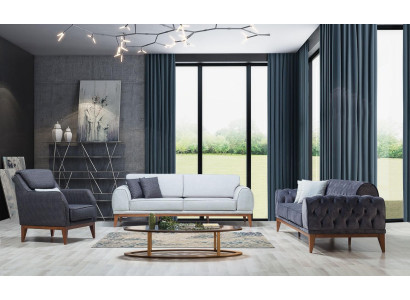 Moderne Sofagarnitur Designer Dreisitzer Einsitzer Luxus 3-er Sessel