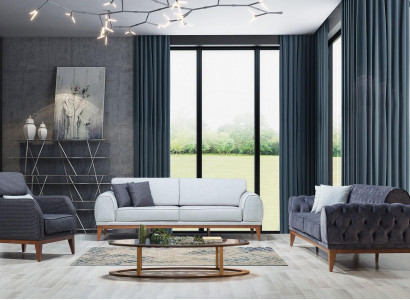 Moderne Sofagarnitur Designer Dreisitzer Einsitzer Luxus 3-er Sessel