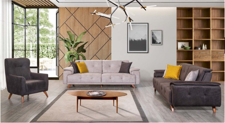 Wohnzimmer Möbel Stilvoller Dreisitzer 3-er Polstersessel 3tlg Garnitur