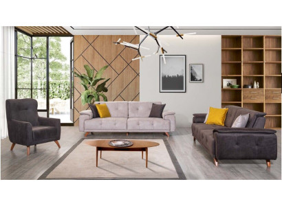 Wohnzimmer Möbel Stilvoller Dreisitzer 3-er Polstersessel 3tlg Garnitur