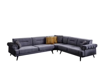 Exklusives Graues Ecksofa L-Form Designer Sofa Moderne Wohnzimmer Couch