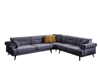 Exklusives Graues Ecksofa L-Form Designer Sofa Moderne Wohnzimmer Couch