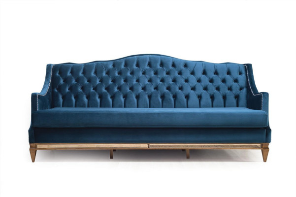 Moderne Blaue Chesterfield Sofagarnitur Designer Dreisitzer Luxus Sessel