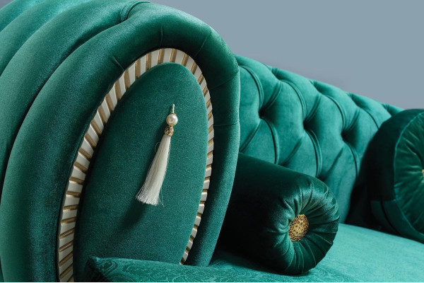 Modernes Sofa 3-er Grünes Sofa Luxuriöse Wohnzimmer Couch Holzgestell