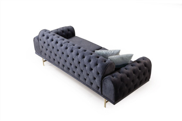 Blauer Dreisitzer Luxus 3-Sitzer Couch Wohnzimmer 3-er Polstersofas