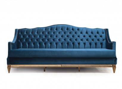 Blauer Chesterfield Dreisitzer Relax Lounge Sofa Wohnzimmer 3-Sitzer