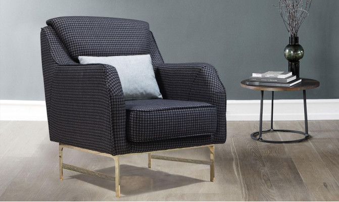 Grauer Polstersessel Edelstahl Einsitzer Wohnzimmer Armlehnensessel Neu