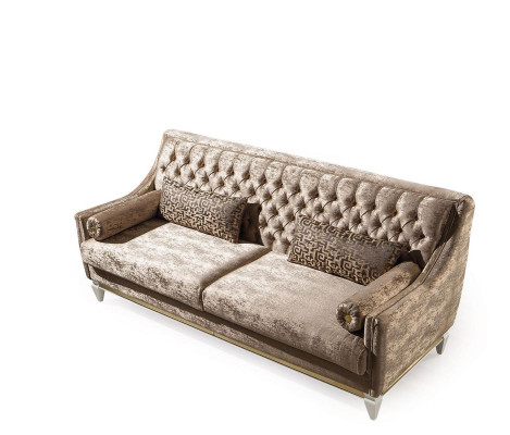 Beiger 3-Sitzer Textilsofa Chesterfield Dreisitzer Polster Couchen 3-er