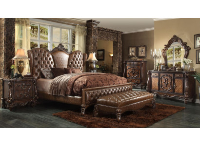 Chesterfield Bett 2x Nachttische 3tlg. Set Möbel Barock Rokoko Schlafzimmer Set