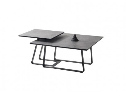 Gruppe Couchtisch Beisteltisch Kaffeetisch Grau 2tlg Set Tisch Holz