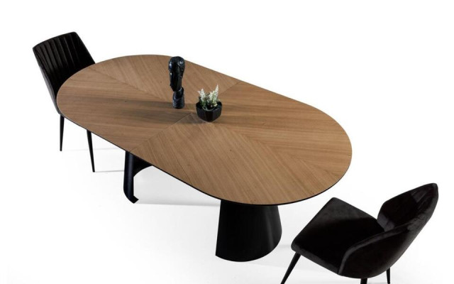 Esszimmertisch Ovaler Esstisch Ausziehbarer Küchentisch Holz Braun