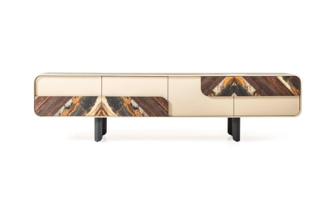 TV Ständer RTV Lowboard Sideboard Holz Beige Wohnzimmer Wohnwand Möbel