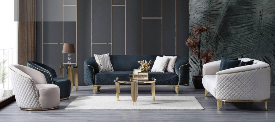 Designer Sofa Set 4tlg Wohnzimmer Sofas 3 Sitz Couch Sessel Modern Design