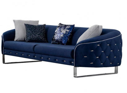 Designer Sofa 3 Sitzer Chesterfield Couch Polster Sofas Design Blau