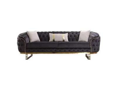 Designer Sofa 3 Sitzer textil Couch Polster Sofas Design Braun Chesterfield