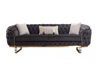 Designer Sofa 3 Sitzer textil Couch Polster Sofas Design Braun Chesterfield