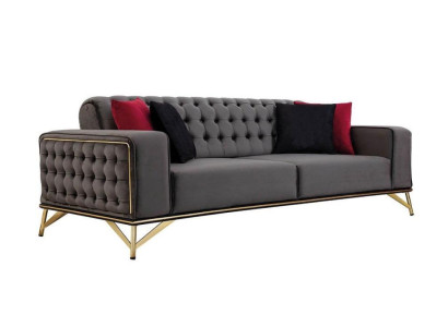 Designer Sofa 3 Sitzer Chesterfield Couch Polster Sofas Design Braun