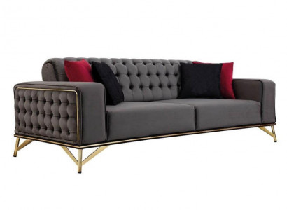 Designer Sofa 3 Sitzer Chesterfield Couch Polster Sofas Design Braun