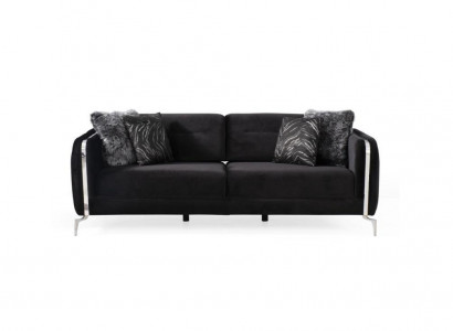 Designer Sofa 3 Sitzer big Couch Polster Sofas Design schwarz Samt Möbel