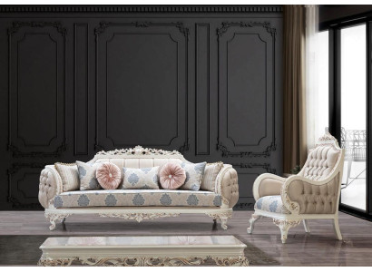 Sofagarnitur Klassische Luxus Sofas Sessel Wohnzimmer set 3+1Sitzer Chesterfield