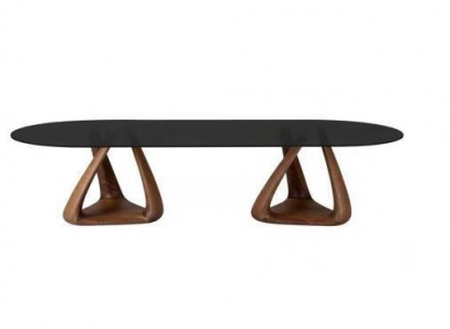 Designer Schwarzer Esszimmer Tisch Luxus Esszimmer Möbel Holzplatte Oval