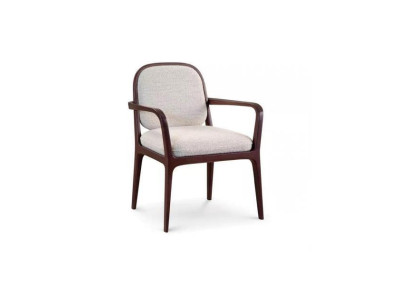 Designer Grauer Polsterstuhl Esszimmer Möbel Braunes Holzgestell Sessel Stuhl