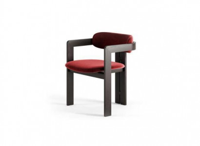 Luxus Roter Esszimmer Stuhl Holzgestell Designer Polster Einsitzer Textil