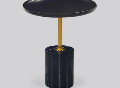 Runder Schwarzer Beistelltisch Mit Edelstahfuß Designer Ablagetisch