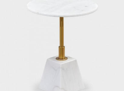 Gold-Weißer Beistelltisch Stilvolle Wohnzimmer Marmor Runde Tische