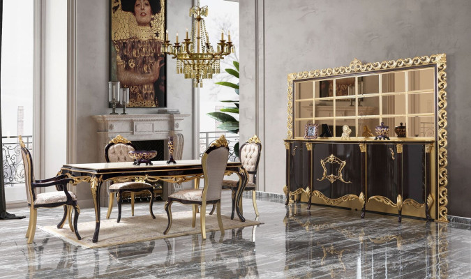 Luxus Essgruppe Esszimmer Esstisch Stühle Holz 10tlg Braun Sideboard