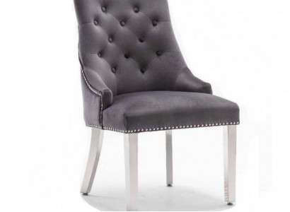 Grauer Esszimmer Chesterfield Stuhl Textilstuhl Luxuriöser Einsitzer