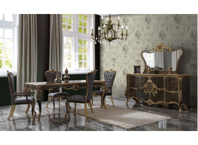 Esszimmer Luxus Essgruppe Sideboard Esstisch Stühle Holz 10tlg Braun