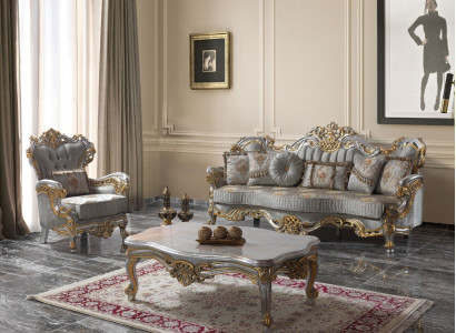 Sofagarnitur Polstersofa Sofa Couch Blau Stoffsofa Couchgarnitur Set