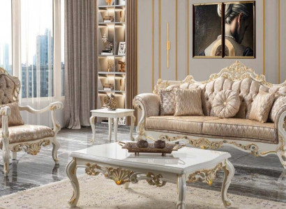 Couchgarnitur Garnitur Polstersofa Chesterfield Luxus Stoff Sofa Beige