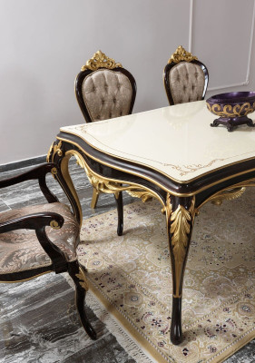 Essgruppe Essecke Esszimmer Esstisch Stühle Holz 9tlg Braun Barock