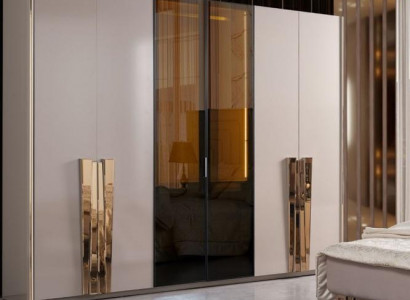 Kleiderschrank Moderne Schrank Schlafzimmer Schränke Beige Holz Gold