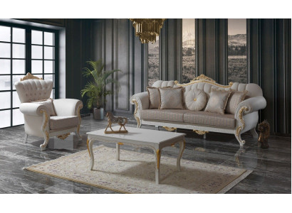 Luxus Sofagarnitur Komplette Couchgarnitur Beige Polstersofa Stoffsofa