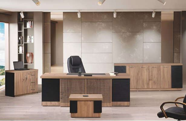 Arbeitszimmermöbel Büro Schreibtisch Bürotisch Set 4tlg Holz Braun