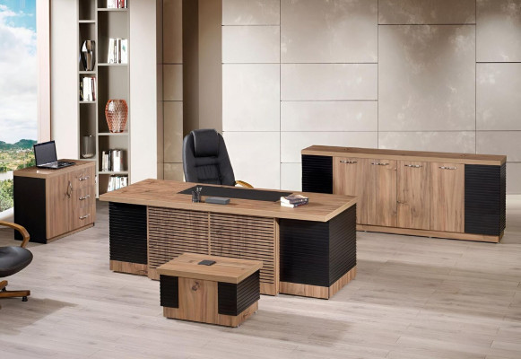 Arbeitszimmermöbel Büro Schreibtisch Bürotisch Set 4tlg Holz Braun