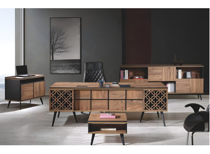 Bürotisch Arbeitszimmermöbel Komplettbüro Schreibtisch 4tlg Holz Braun